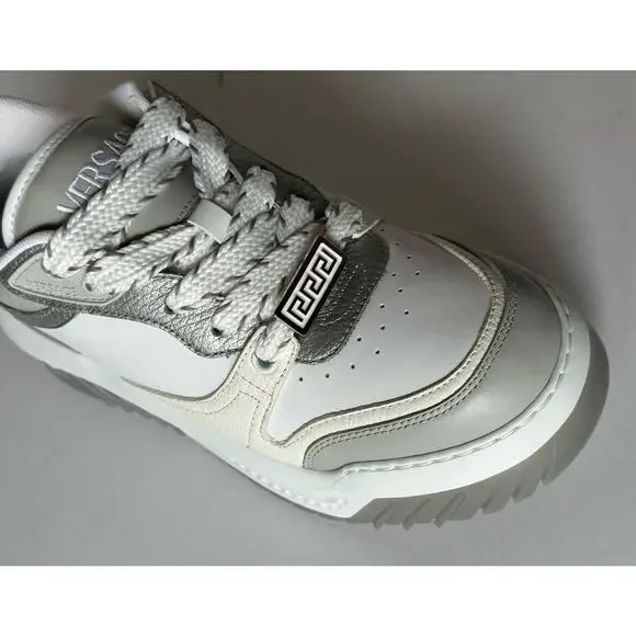 Versace Odissea Mens Leather White/Gray Sneakers 11.5 US (44.5) 1015437 NIB $950